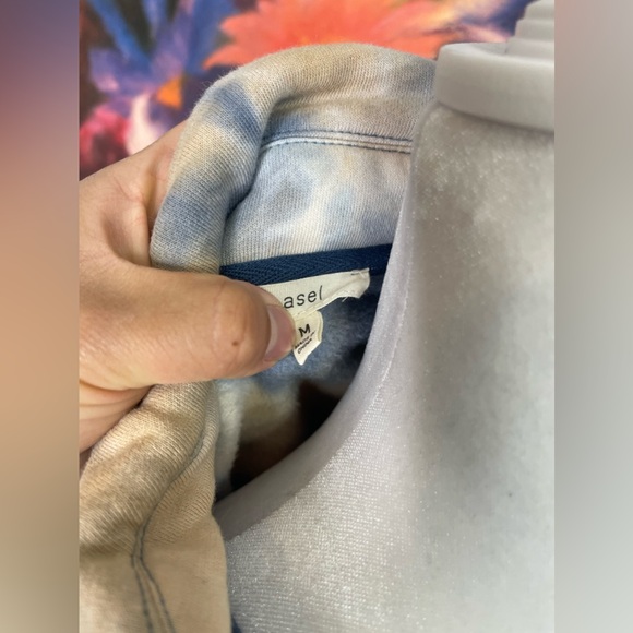 EASEL Womens Tie Dye Baggy Oversized Shacket Sweatshirt Elbow Patches M - Picture 7 of 11